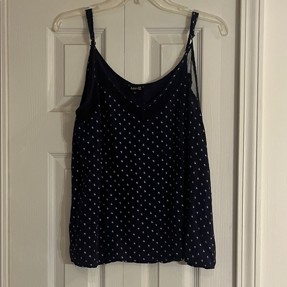 Navy Polka Dot Sail Boat Camisole Crop Top